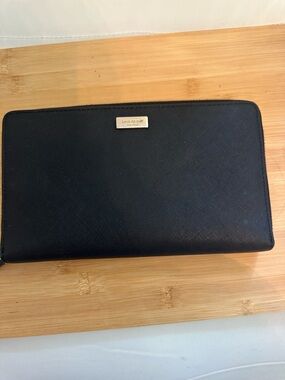 Woman’s Large Kate Spade Black Zip-Around Leather Wallet